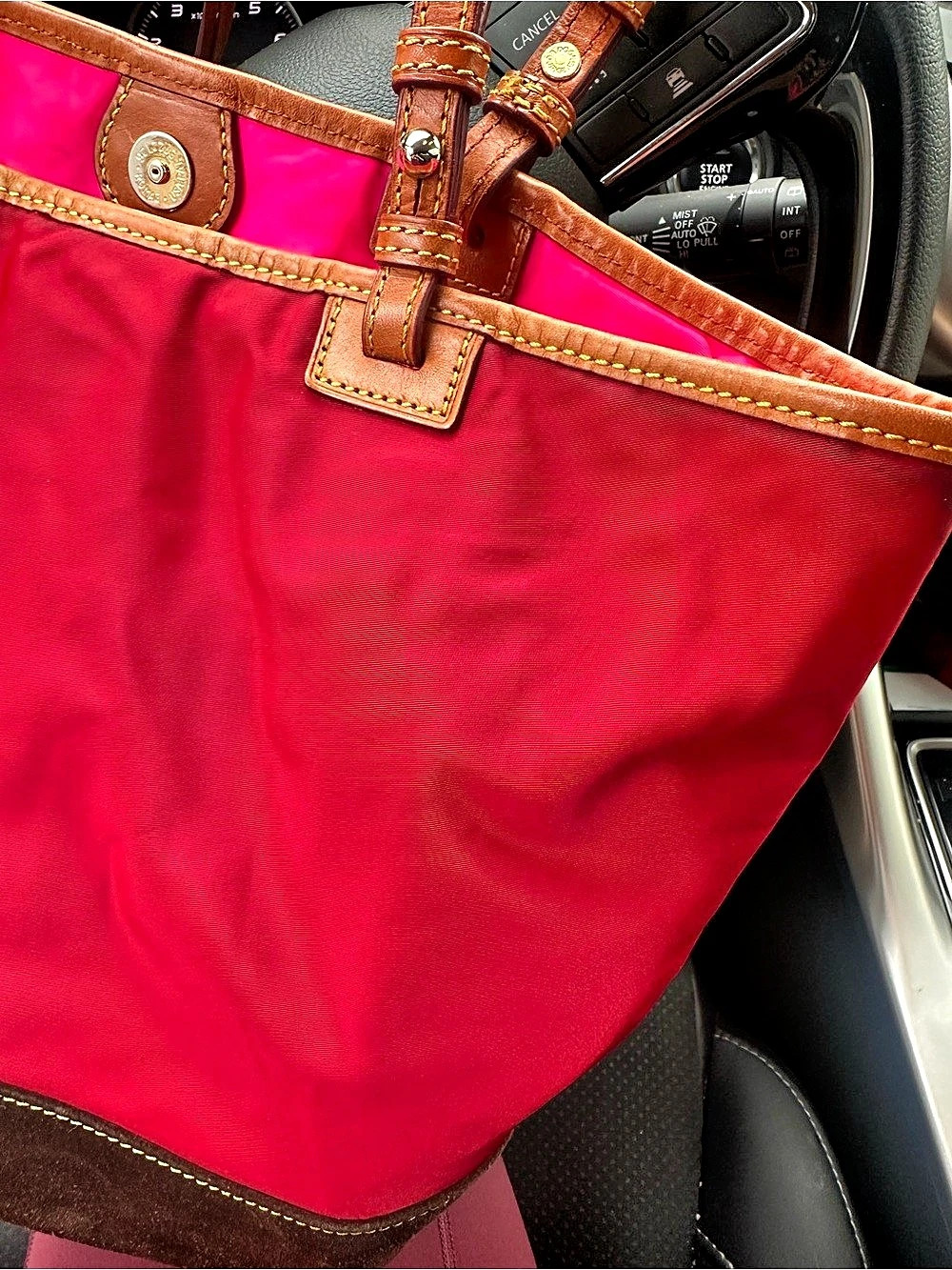 Dooney & Bourke Nylon Red & Brown Tote Bag